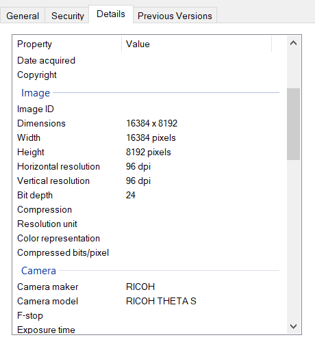 Image metadata